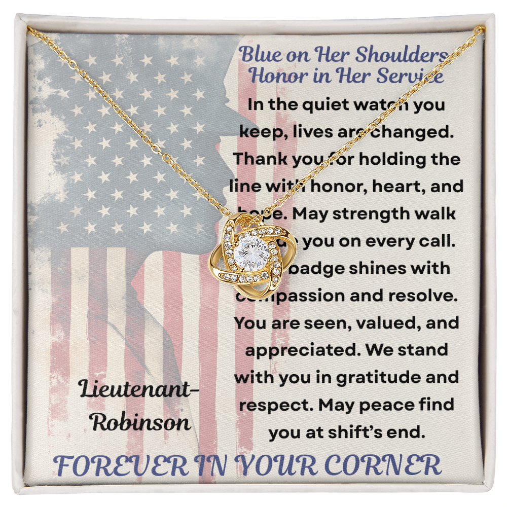 To My Hero in Blue-Policewoman – Knot Necklace Gift