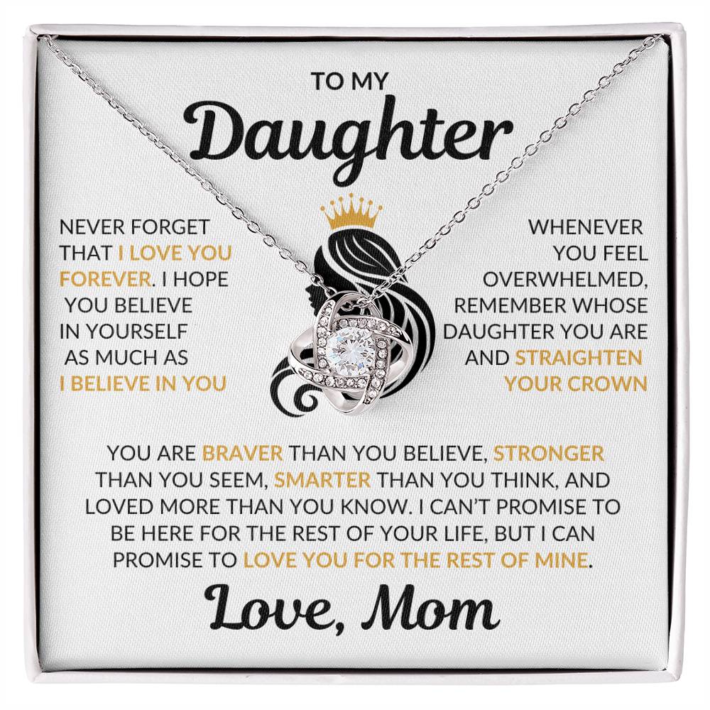 Beautiful Daughter Gift "I Love You Forever" Love Knot Necklace