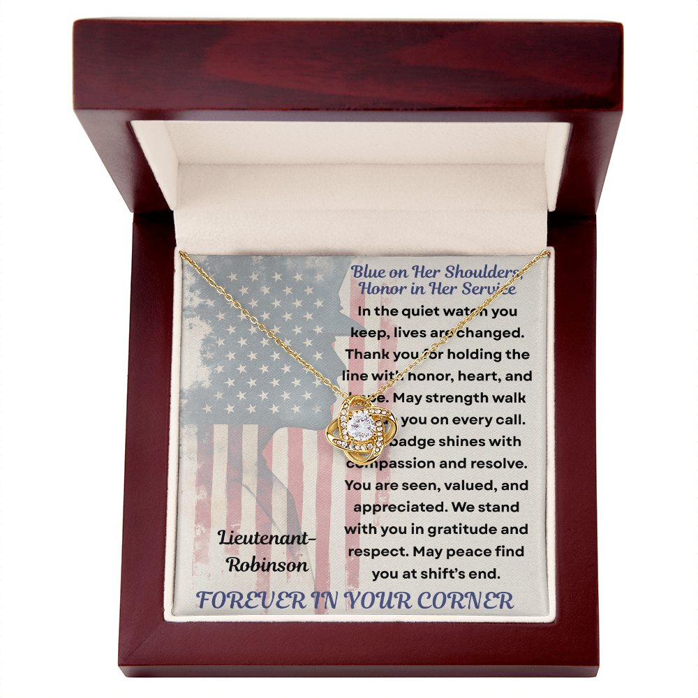 To My Hero in Blue-Policewoman – Knot Necklace Gift