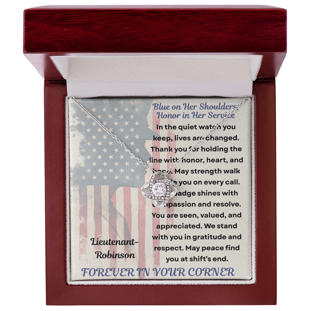 To My Hero in Blue-Policewoman – Knot Necklace Gift