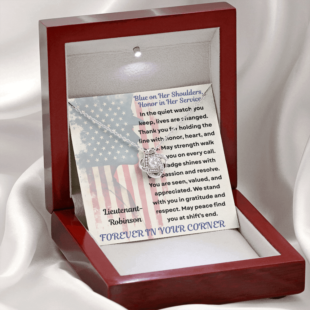 To My Hero in Blue-Policewoman – Knot Necklace Gift