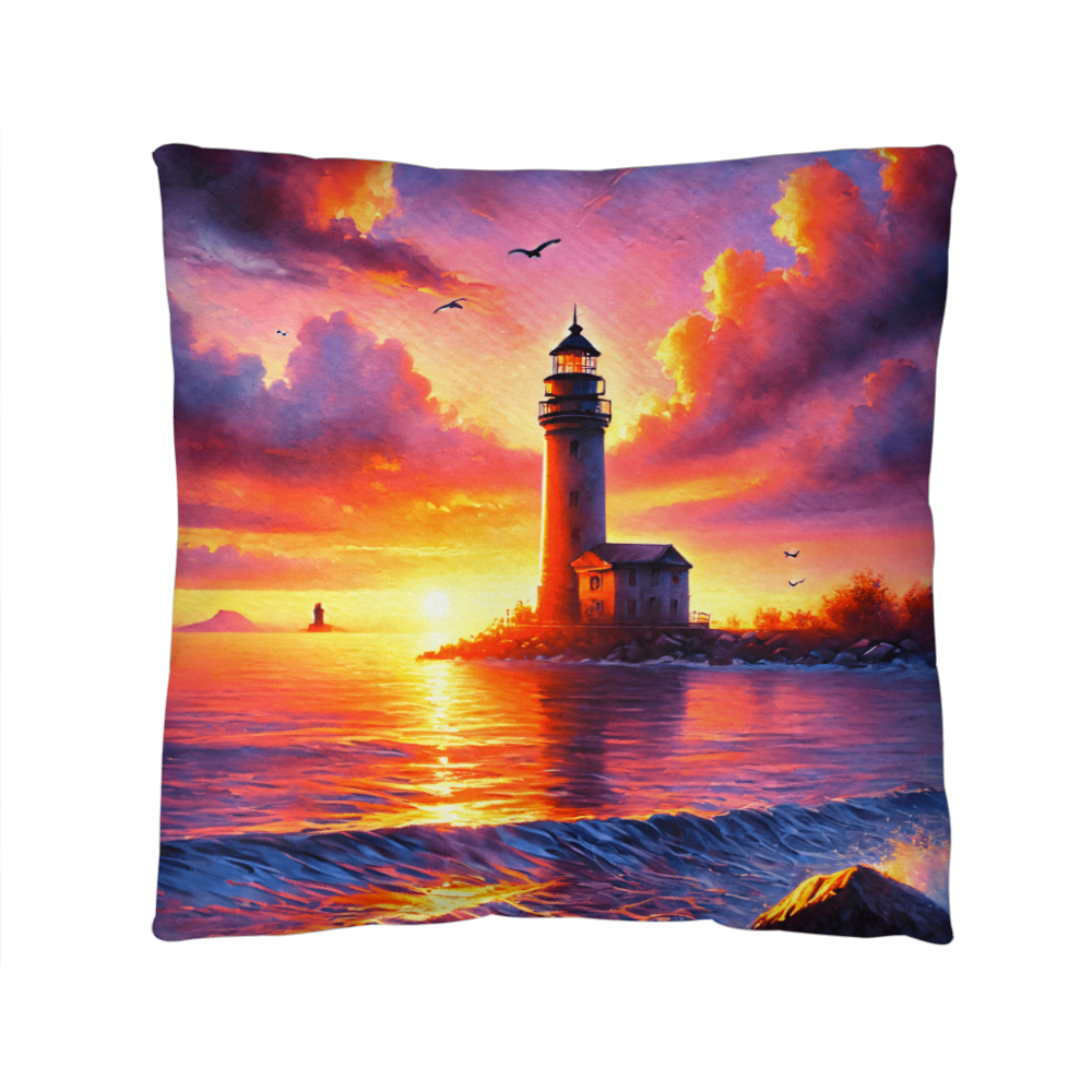 Sunset Lighthouse Pillow – Indoor/Outdoor Pillow