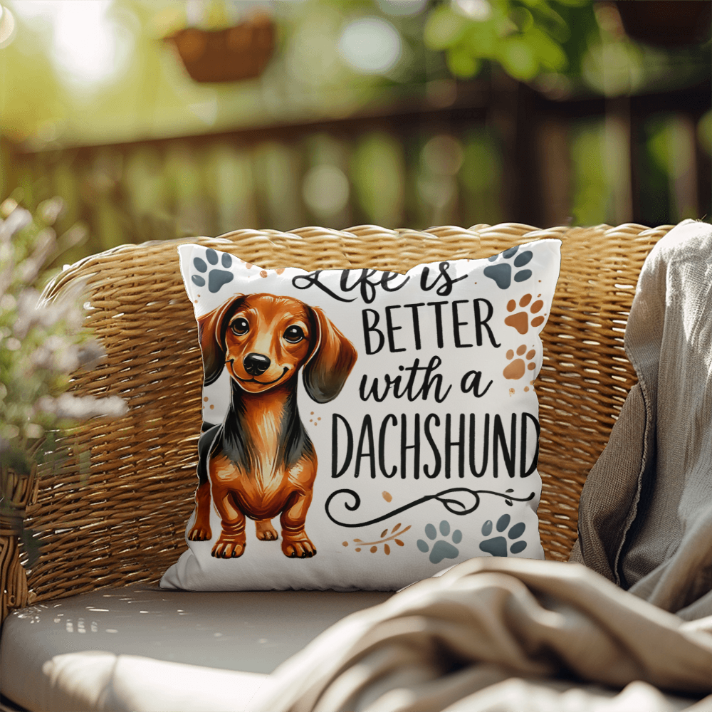 Life is Better with a Dachshund Indoor/Outdoor pillow
