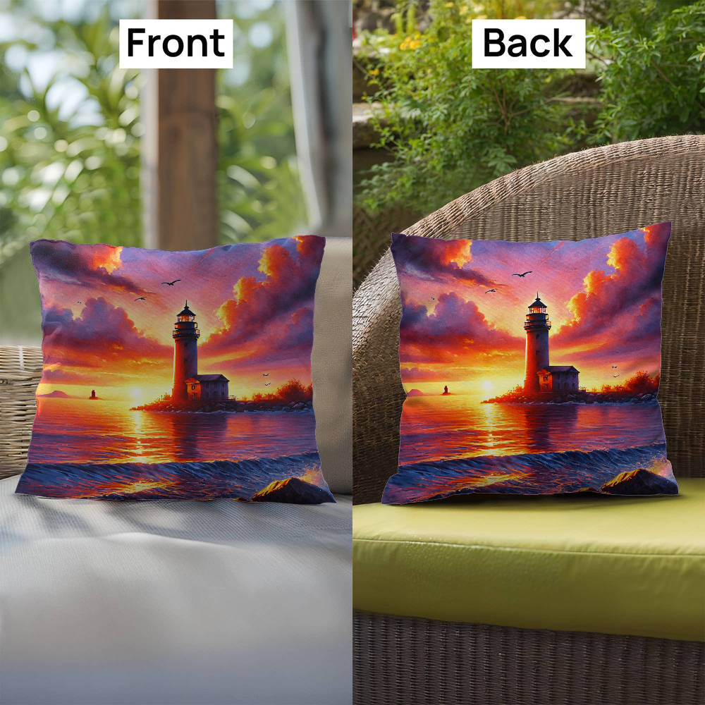 Sunset Lighthouse Pillow – Indoor/Outdoor Pillow