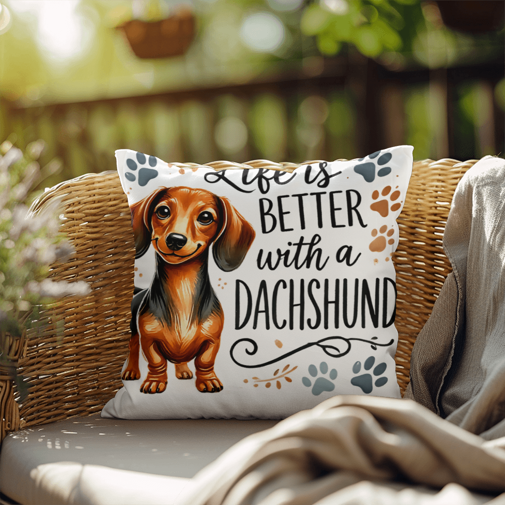 Life is Better with a Dachshund Indoor/Outdoor pillow
