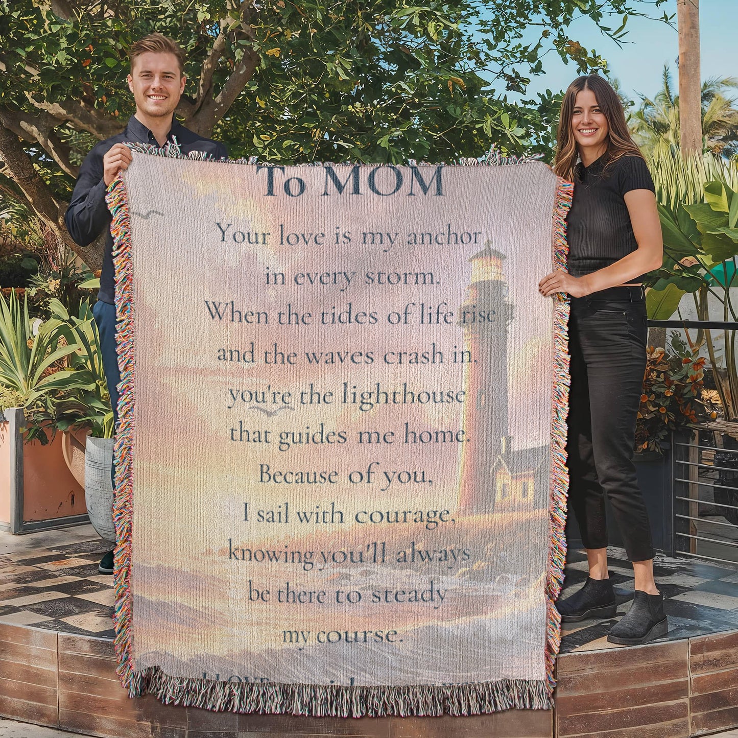 To My Mom-Lighthouse Blanket