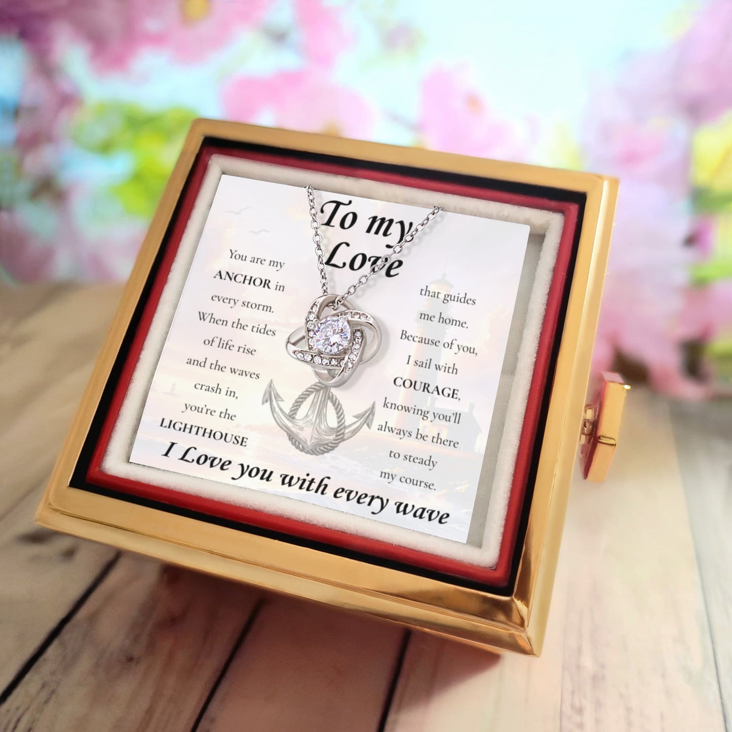 To My Love – "Anchor" Rose Love Knot Necklace