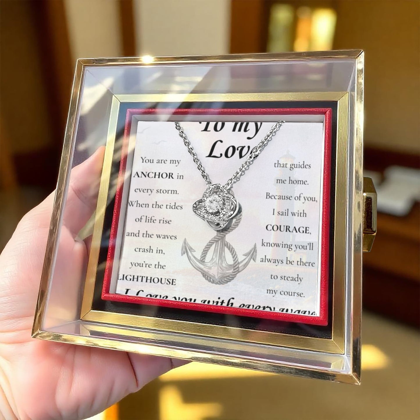 To My Love – "Anchor" Rose Love Knot Necklace