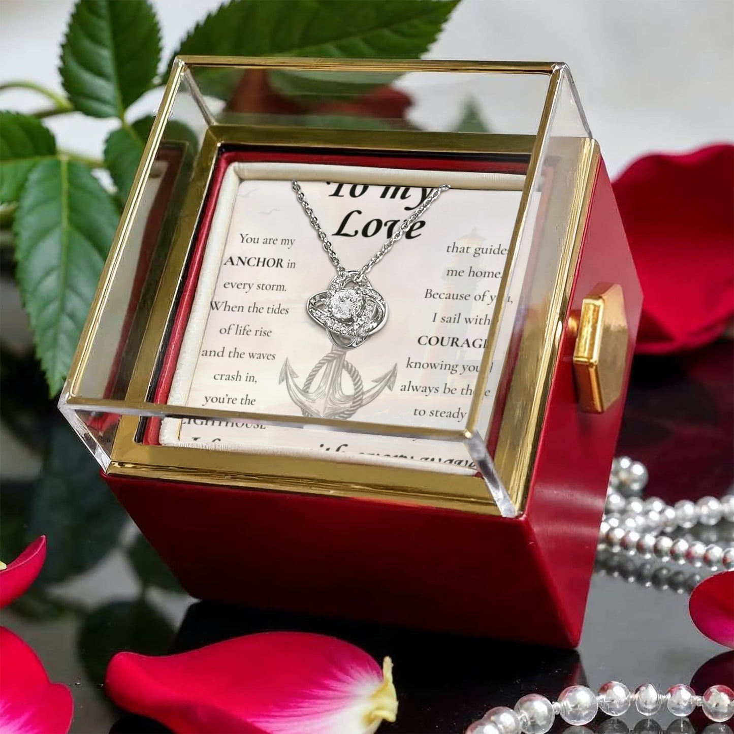 To My Love – "Anchor" Rose Love Knot Necklace