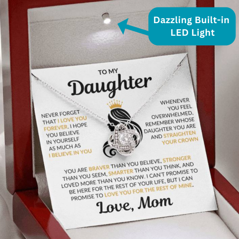 Beautiful Daughter Gift "I Love You Forever" Love Knot Necklace