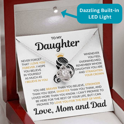 Beautiful Daughter Gift "I Love You Forever" Love Knot Necklace