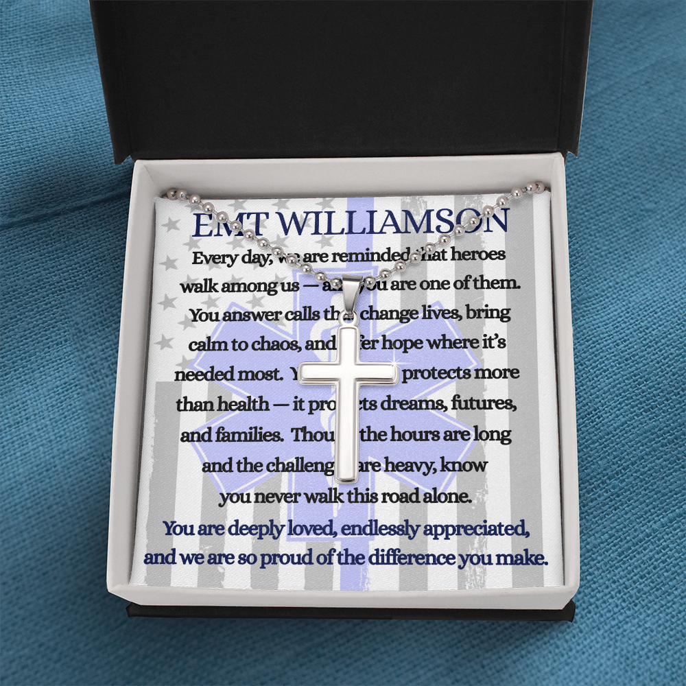 EMT Hero Artisan Cross Necklace Gift