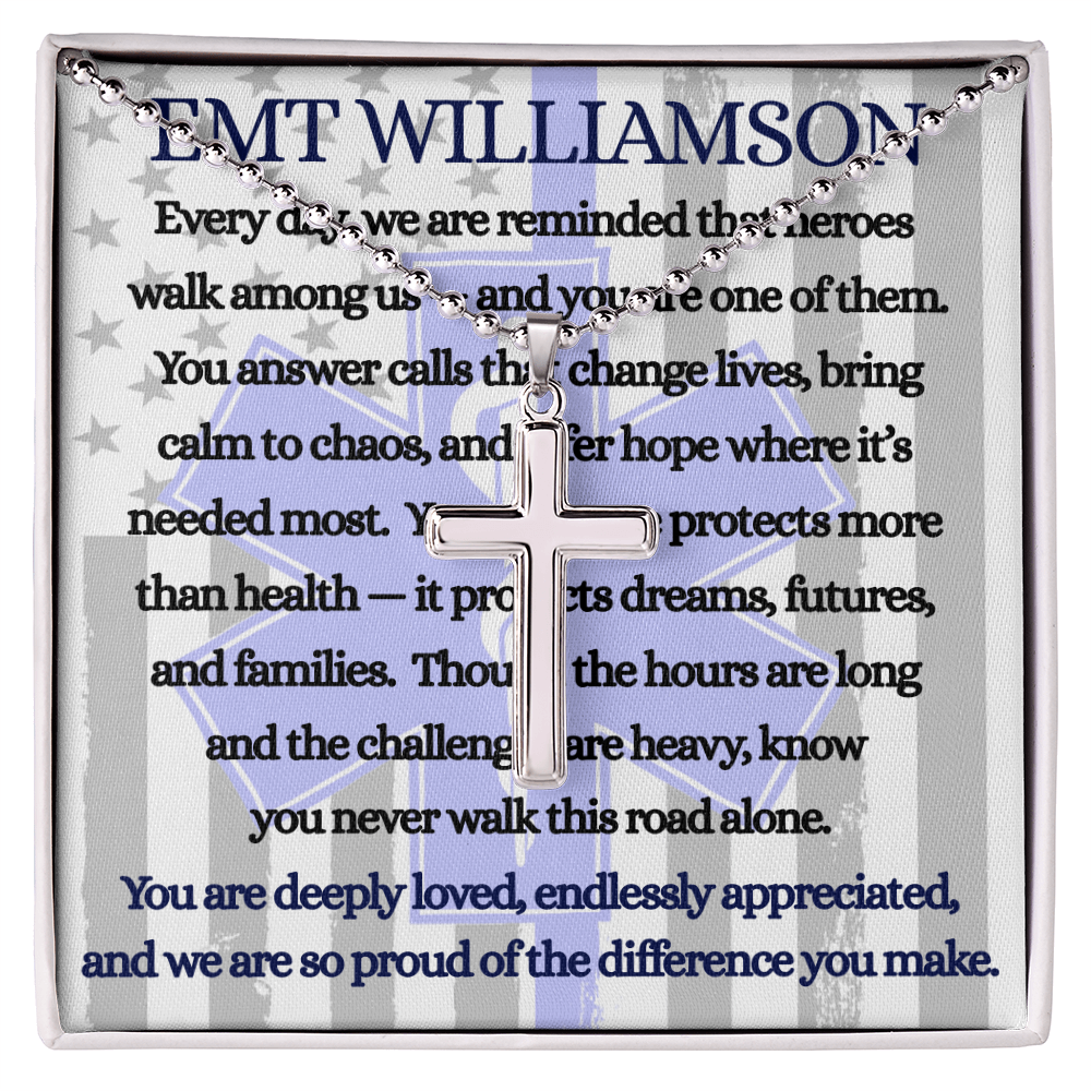 EMT Hero Artisan Cross Necklace Gift