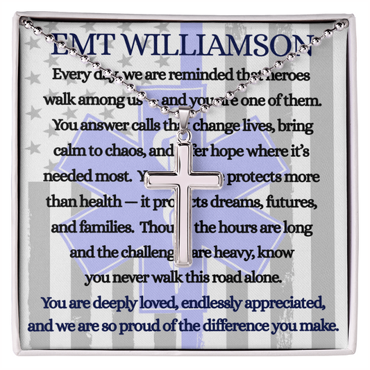 EMT Hero Artisan Cross Necklace Gift