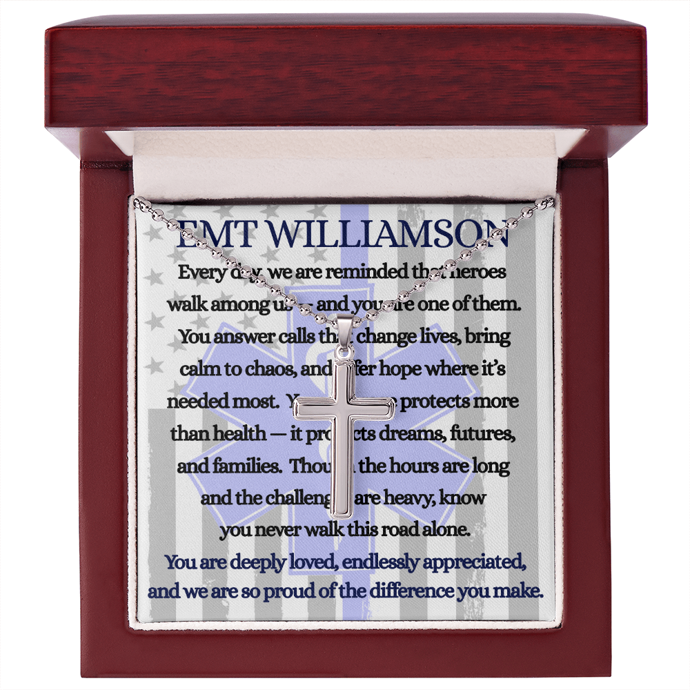 EMT Hero Artisan Cross Necklace Gift