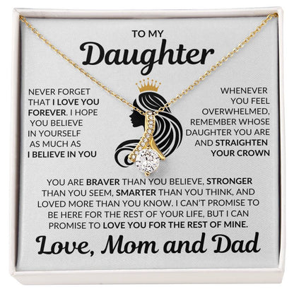 Beautiful Daughter Gift Love Mom and Dad "I Love you Forever" Necklace