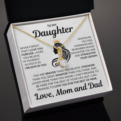 Beautiful Daughter Gift Love Mom and Dad "I Love you Forever" Necklace