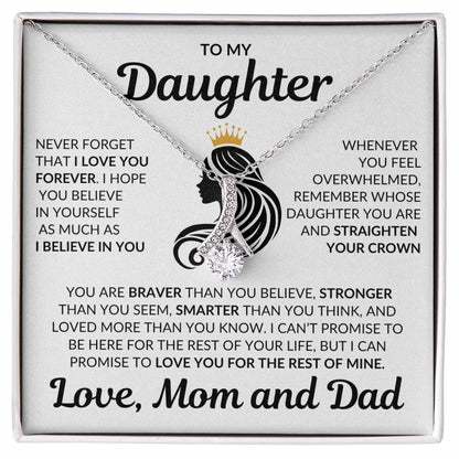 Beautiful Daughter Gift Love Mom and Dad "I Love you Forever" Necklace