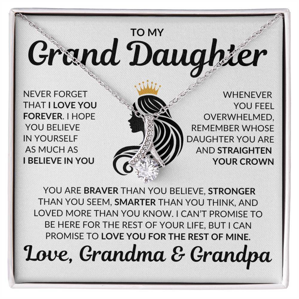 Beautiful Daughter Gift Love Grandma and Grandpa "I Love you Forever" Necklace