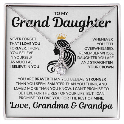 Beautiful Daughter Gift Love Grandma and Grandpa "I Love you Forever" Necklace