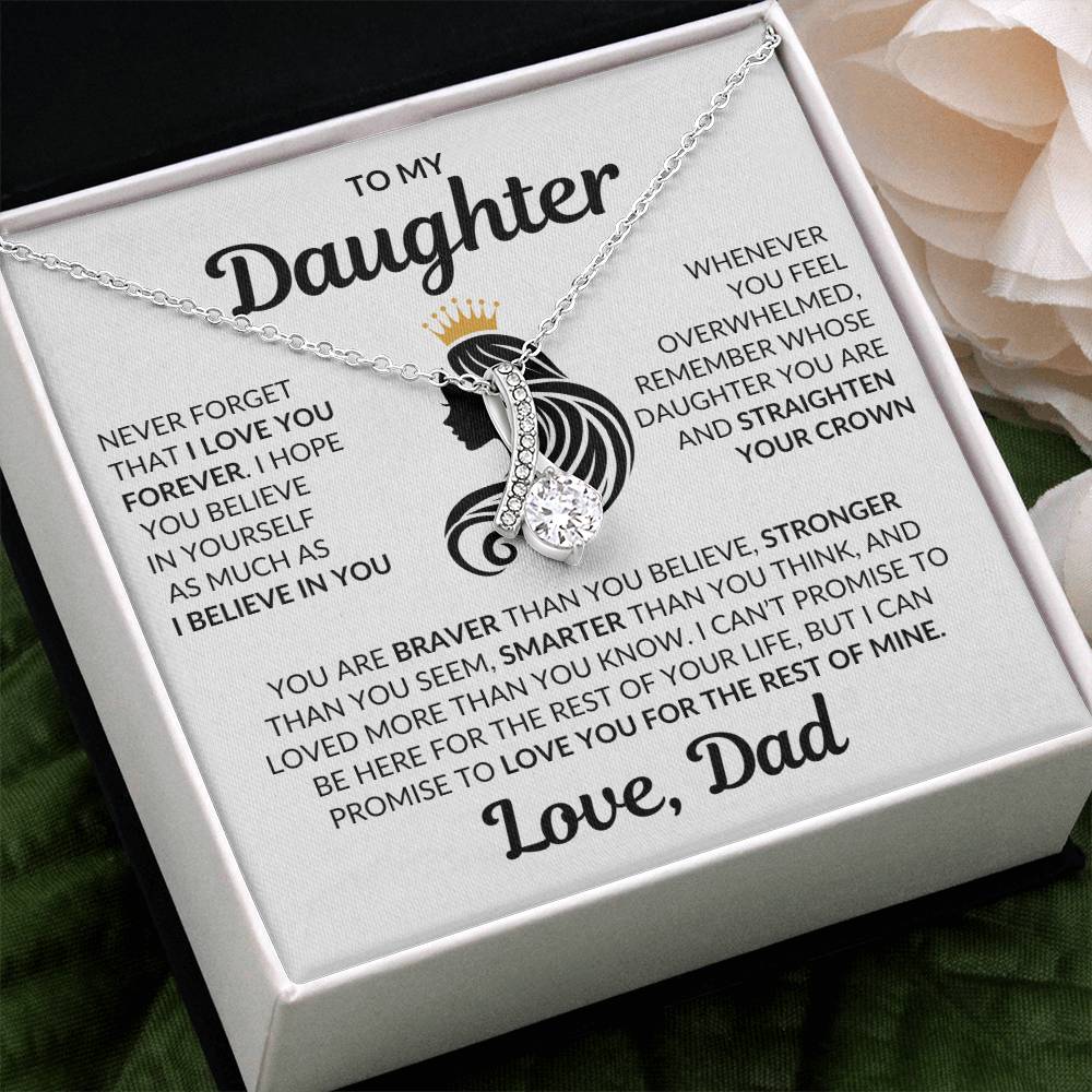 Beautiful Daughter Gift Love Dad "I Love You Forever" Necklace