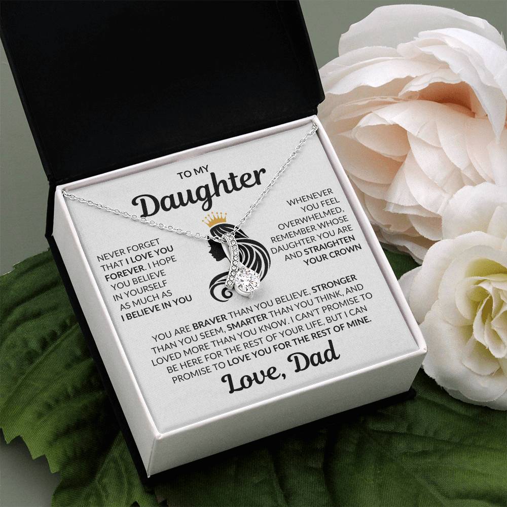 Beautiful Daughter Gift Love Dad "I Love You Forever" Necklace