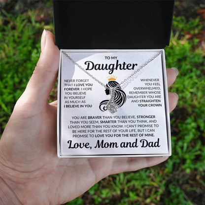 Beautiful Daughter Gift Love Mom and Dad "I Love you Forever" Necklace