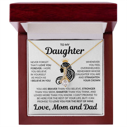 Beautiful Daughter Gift Love Mom and Dad "I Love you Forever" Necklace