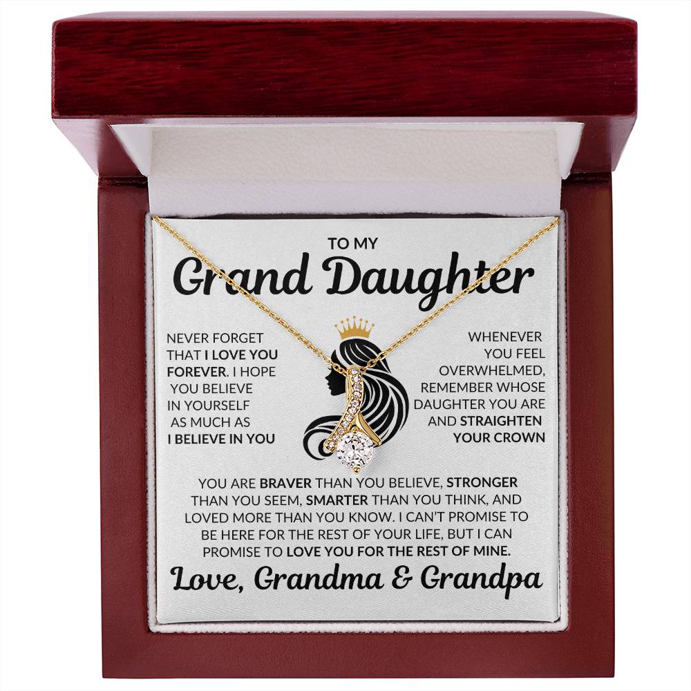 Beautiful Daughter Gift Love Grandma and Grandpa "I Love you Forever" Necklace