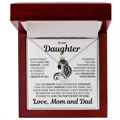 Beautiful Daughter Gift Love Mom and Dad "I Love you Forever" Necklace