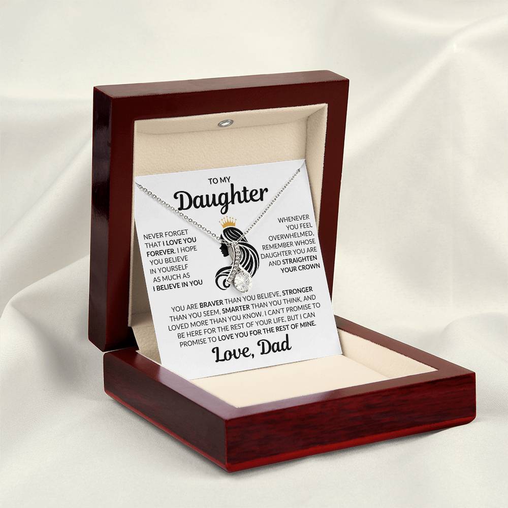 Beautiful Daughter Gift Love Dad "I Love You Forever" Necklace