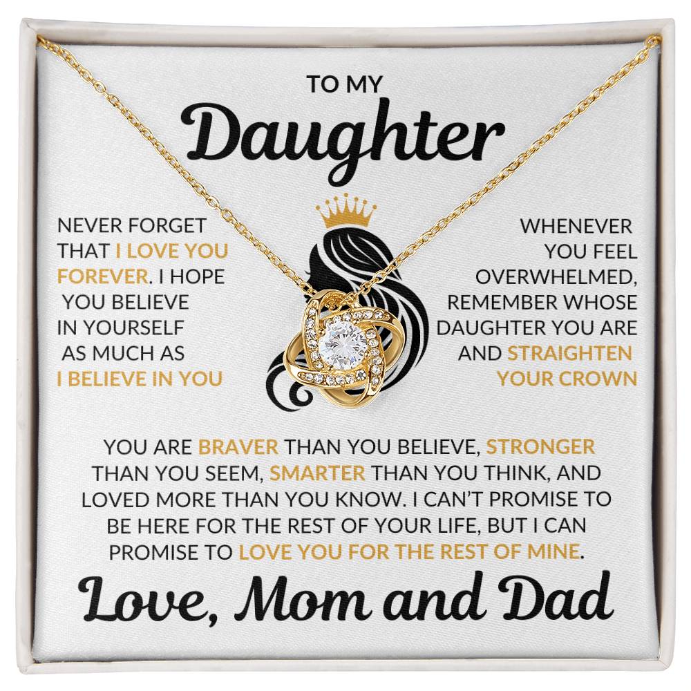 Beautiful Daughter Gift Love Mom and Dad "I Love You Forever" Necklace