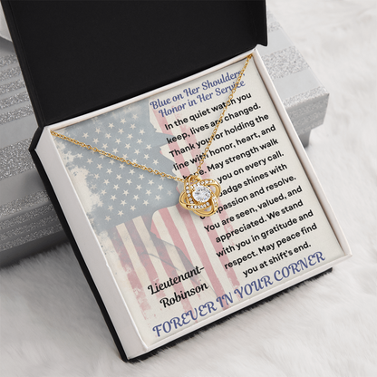 To My Hero in Blue-Policewoman – Knot Necklace Gift