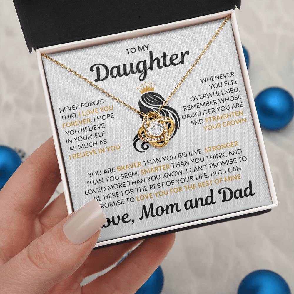 Beautiful Daughter Gift Love Mom and Dad "I Love You Forever" Necklace