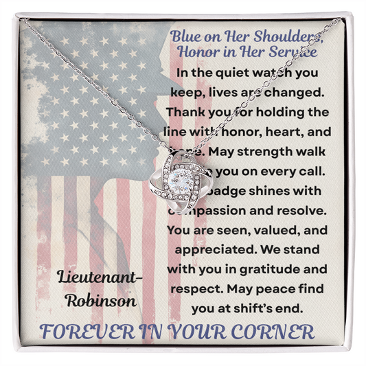 To My Hero in Blue-Policewoman – Knot Necklace Gift