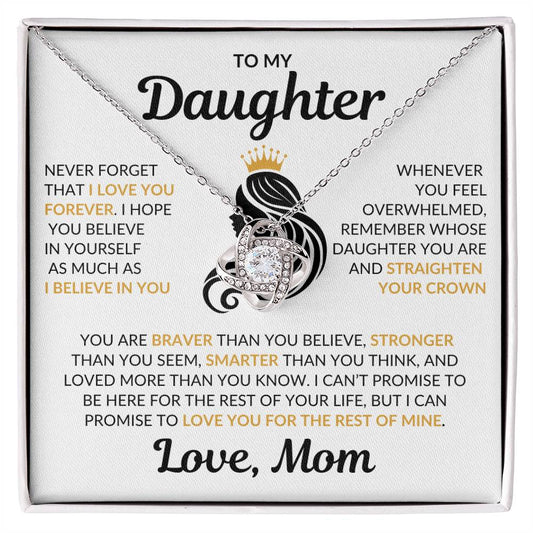 Beautiful Daughter Gift "I Love You Forever" Love Knot Necklace