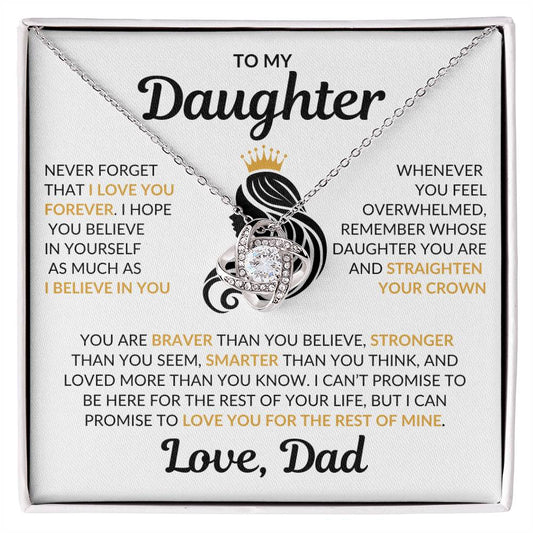 Beautiful Daughter Gift Love Dad "I Love You Forever" Necklace