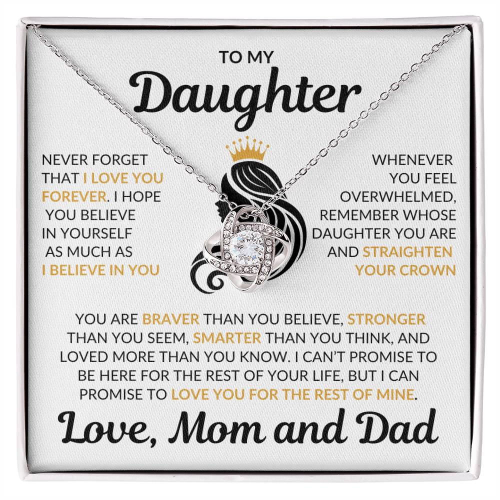 Beautiful Daughter Gift Love Mom and Dad "I Love You Forever" Necklace