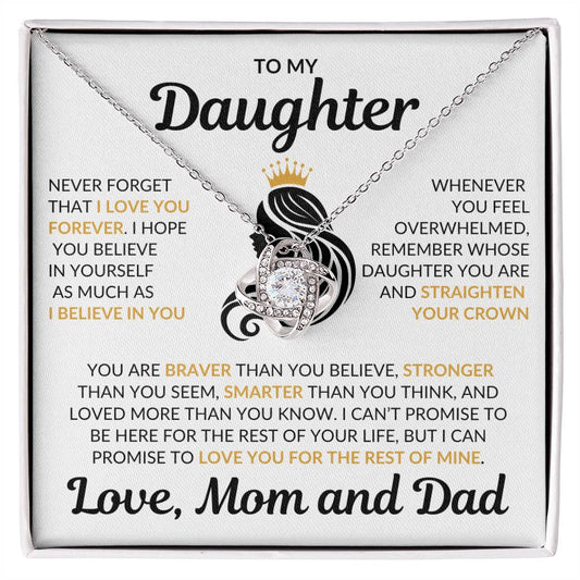 Beautiful Daughter Gift "I Love You Forever" Love Knot Necklace