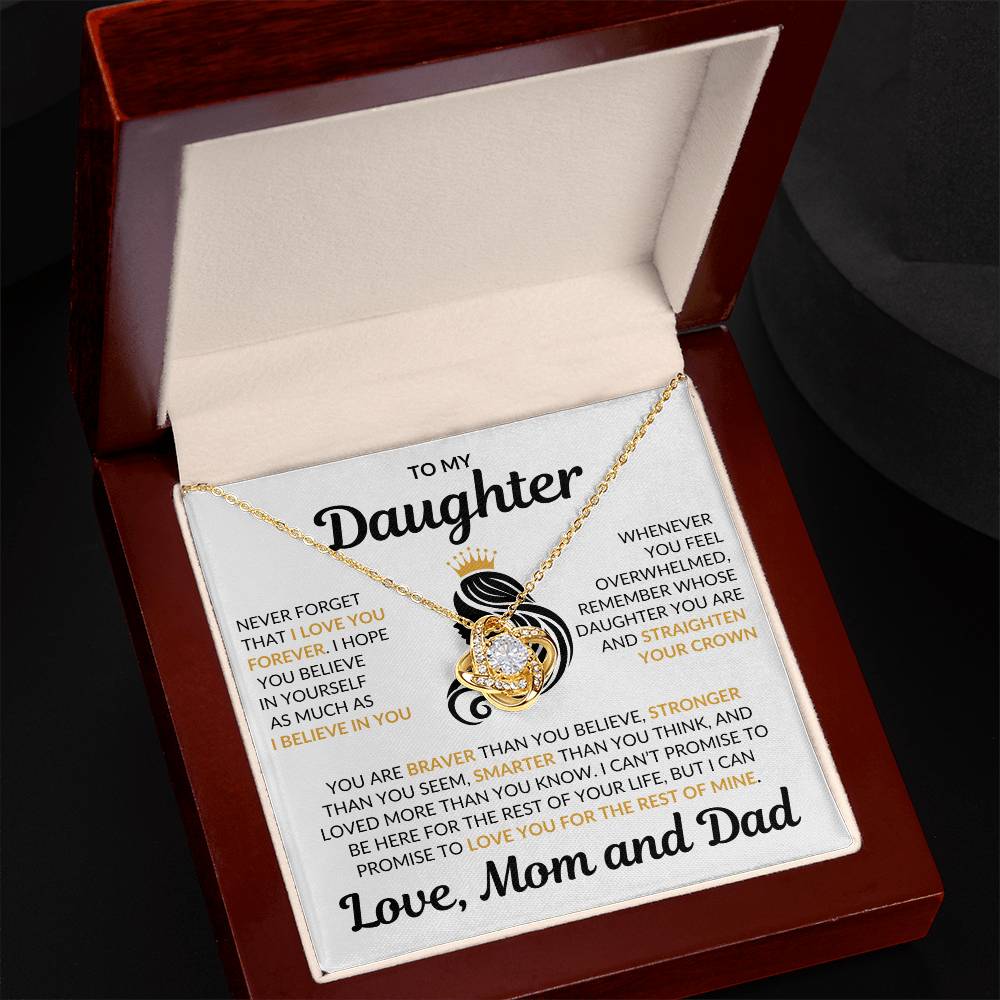 Beautiful Daughter Gift Love Mom and Dad "I Love You Forever" Necklace