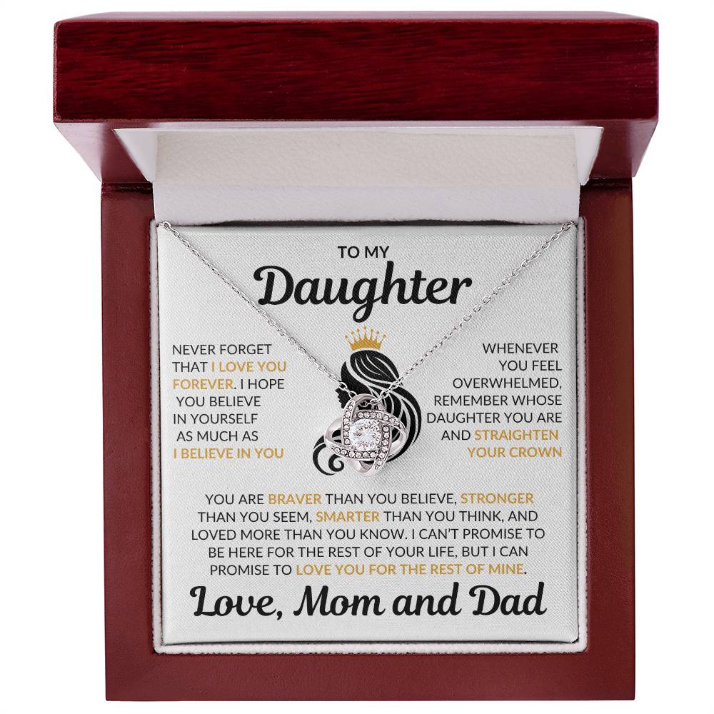 Beautiful Daughter Gift Love Mom and Dad "I Love You Forever" Necklace