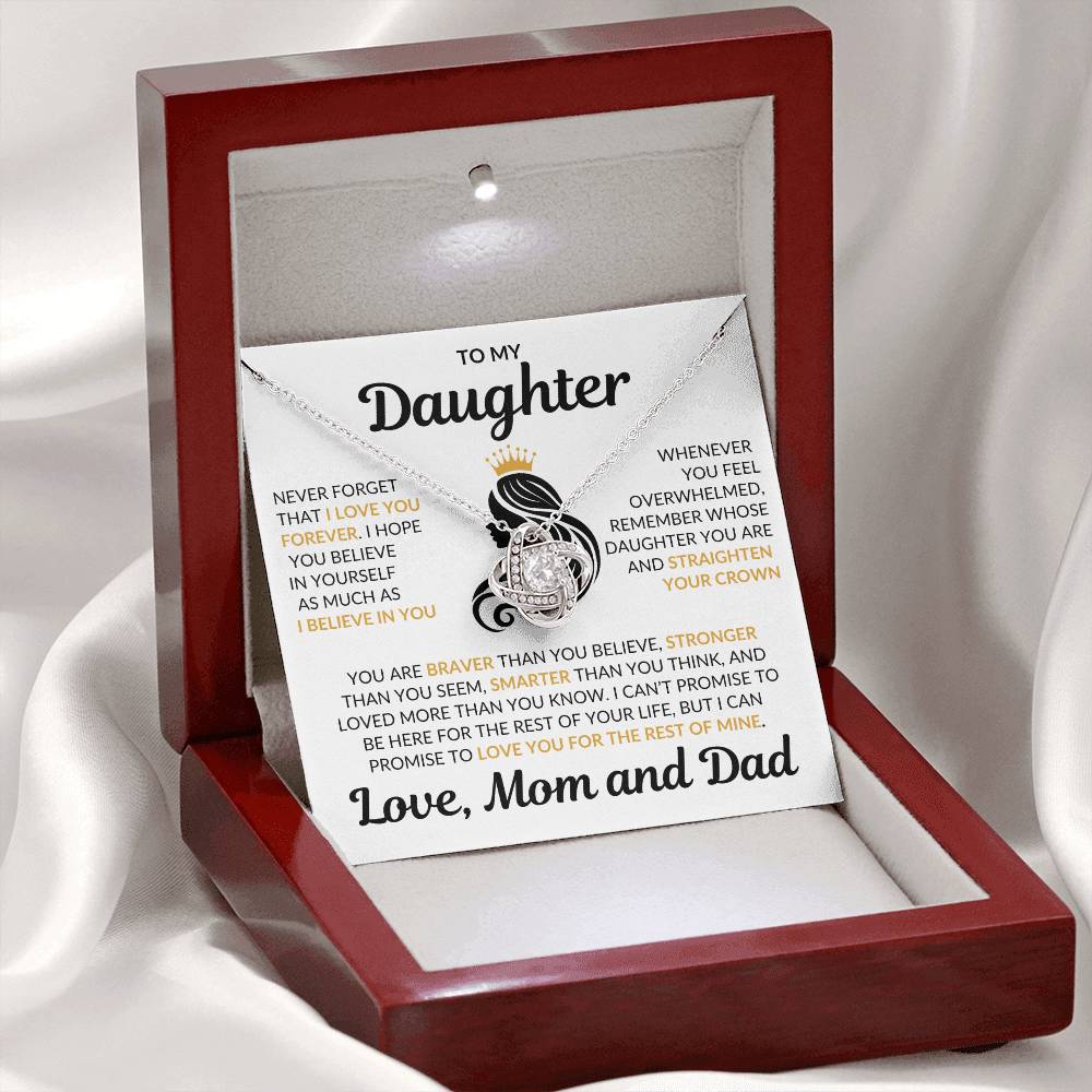 Beautiful Daughter Gift Love Mom and Dad "I Love You Forever" Necklace