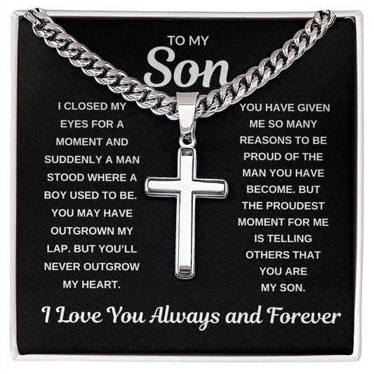To My Son "I Will Love You Forever" Cross Necklace