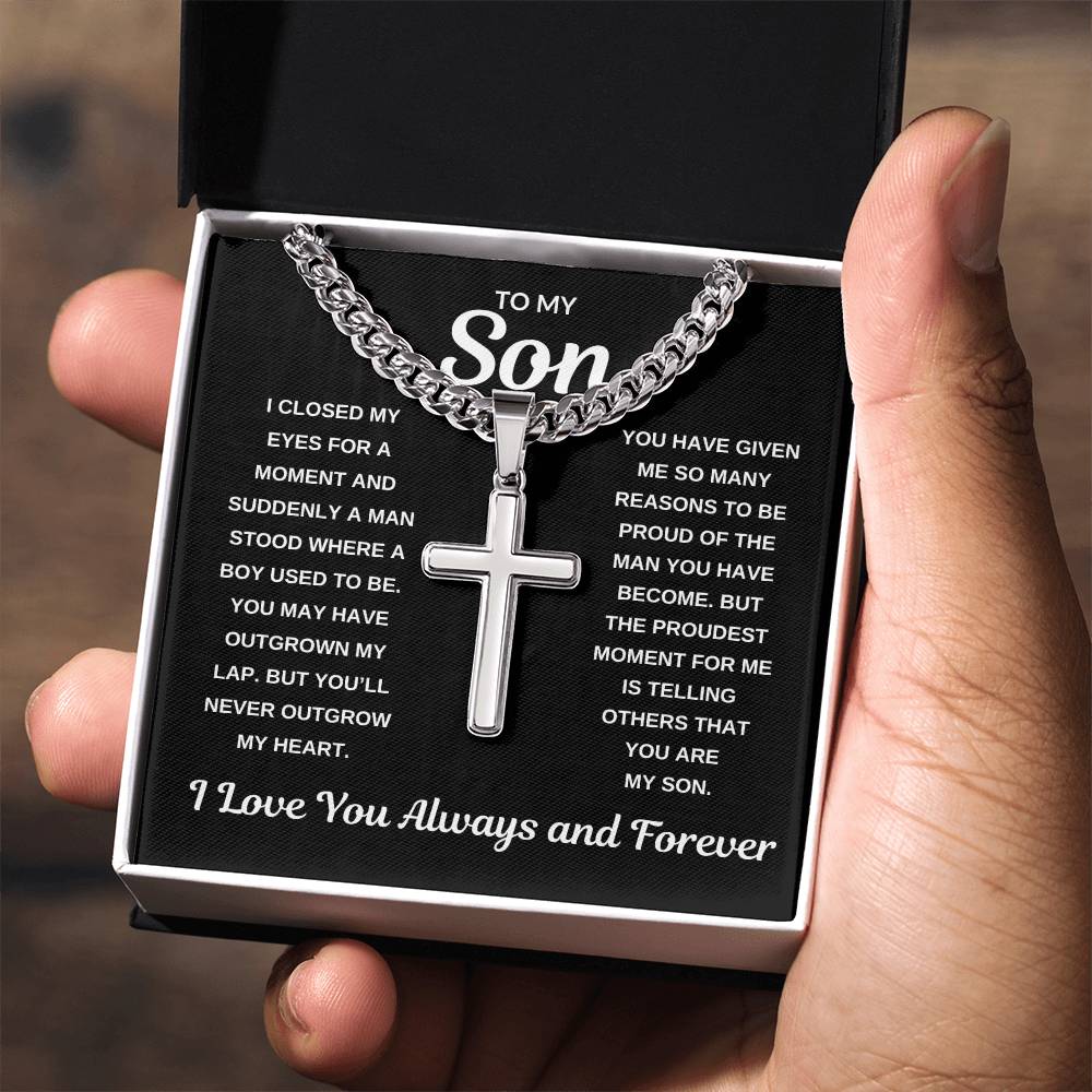 To My Son "I Will Love You Forever" Cross Necklace