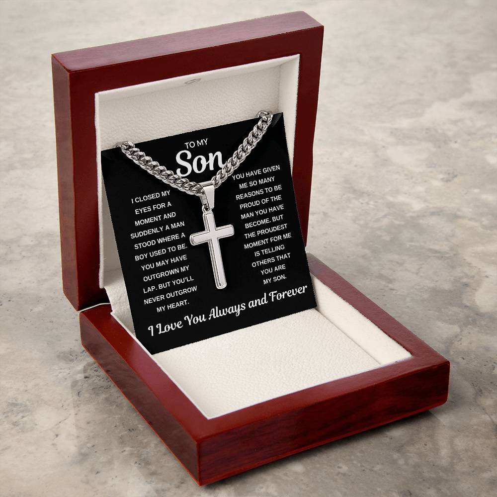 To My Son "I Will Love You Forever" Cross Necklace