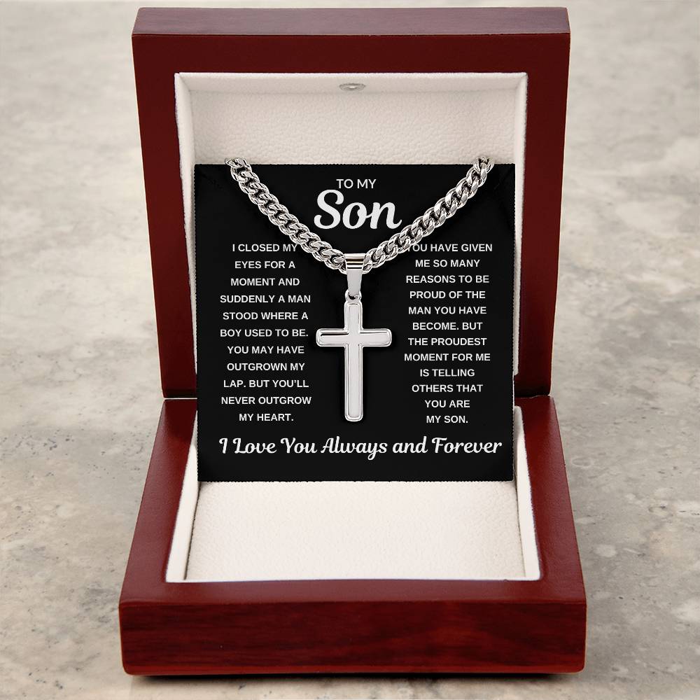 To My Son "I Will Love You Forever" Cross Necklace