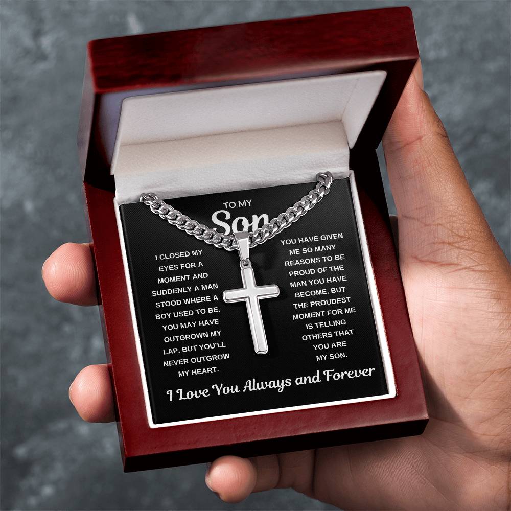 To My Son "I Will Love You Forever" Cross Necklace