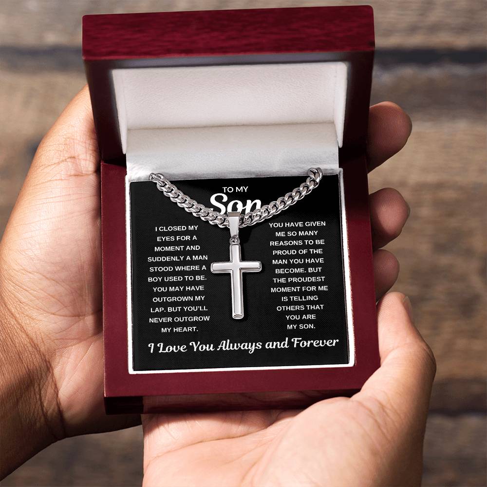 To My Son "I Will Love You Forever" Cross Necklace