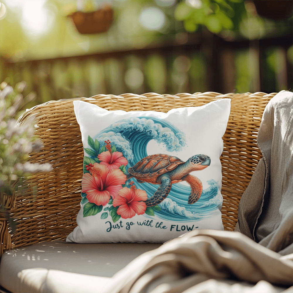 Sea Turtle  "Just go with the FLOW" indoor/outdoor pillow