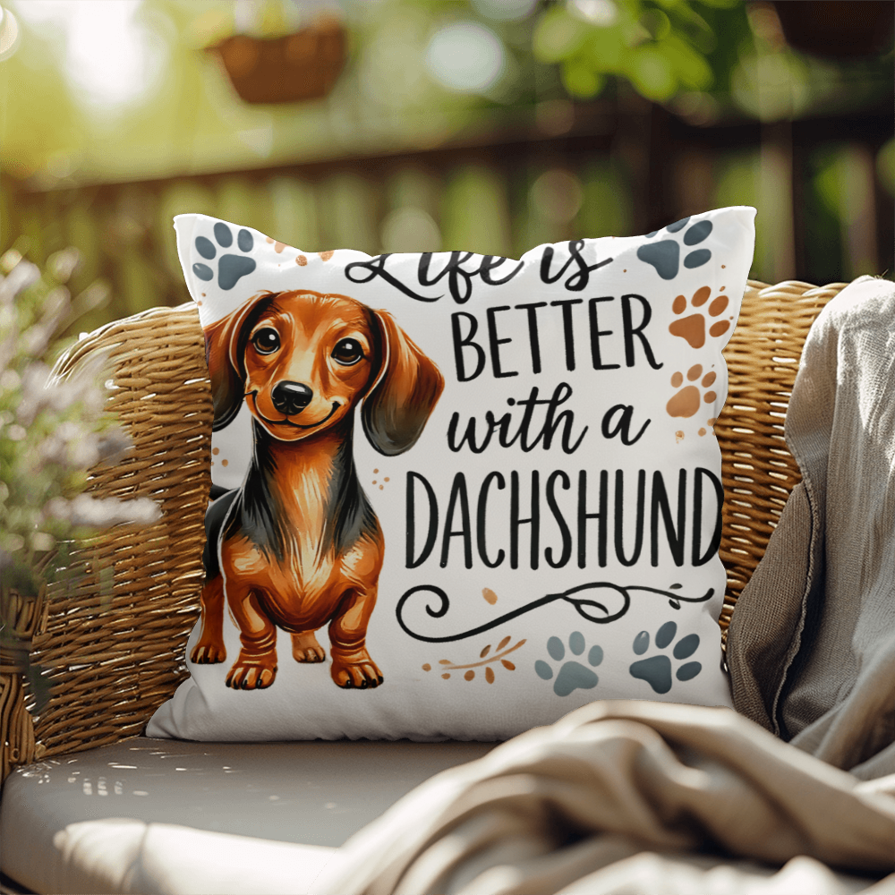 Life is Better with a Dachshund Indoor/Outdoor pillow